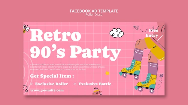 Hand drawn roller disco facebook template