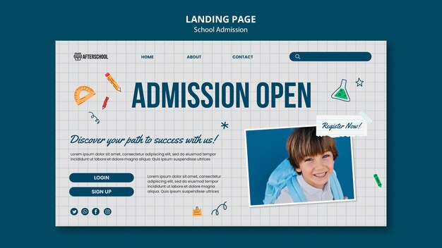 Hand drawn school admission landing page