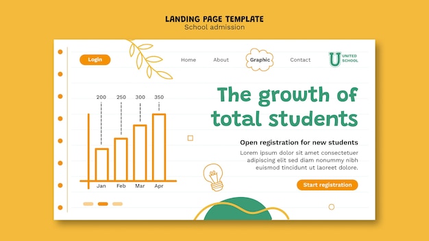 Free PSD hand drawn school admission landing page