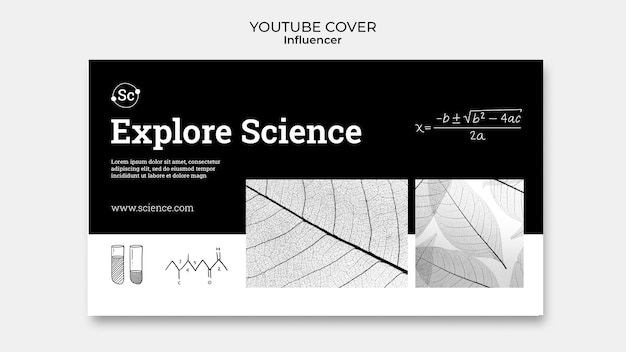 Free PSD hand drawn science concept youtube cover