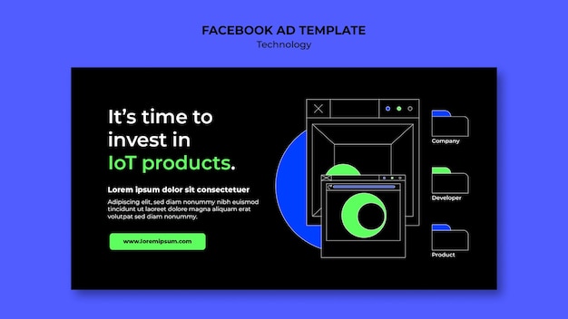 Free PSD hand drawn technology facebook template