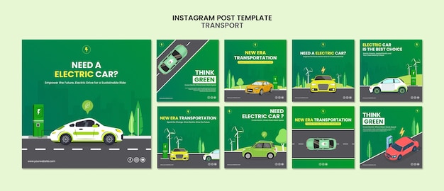 Free PSD hand drawn transport instagram posts