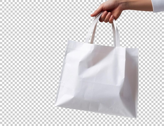 Free PSD hand holding eco bag isolated on background