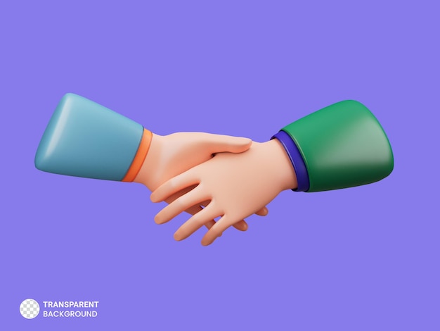 Free PSD handshake hand gesture icon isolated 3d render illustration