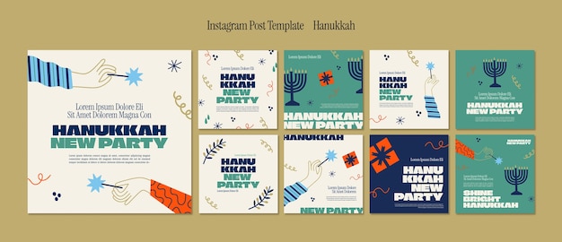 Free PSD hanukkah celebration  instagram posts