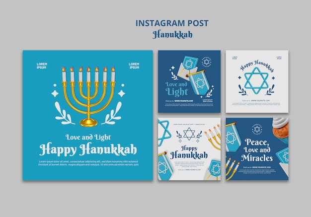 Free PSD hanukkah celebration  instagram posts