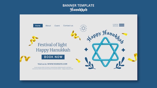 Free PSD hanukkah celebration landing page template