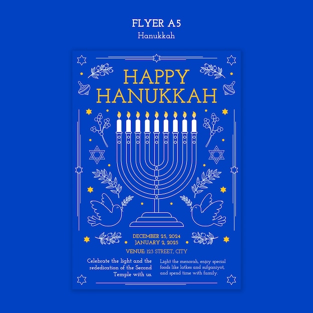 Free PSD hanukkah flyer template design