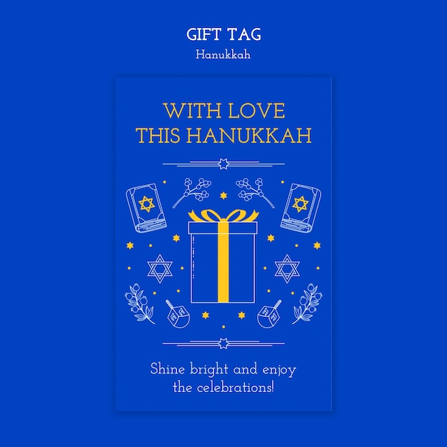 Free PSD hanukkah gift tag template design