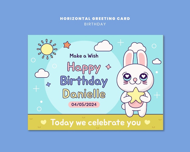 Free PSD happy birthday celebration greeting card