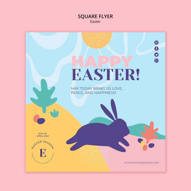 Happy easter day square flyer