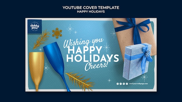 Free PSD happy holidays celebration youtube cover