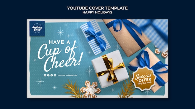 Free PSD happy holidays celebration youtube cover