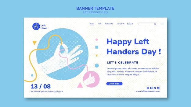 Free PSD happy left handers day banner template