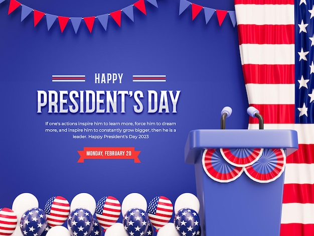 Free PSD happy presidents day 3d social media banner template