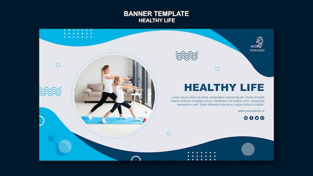 Free PSD healthy life concept horizontal banner