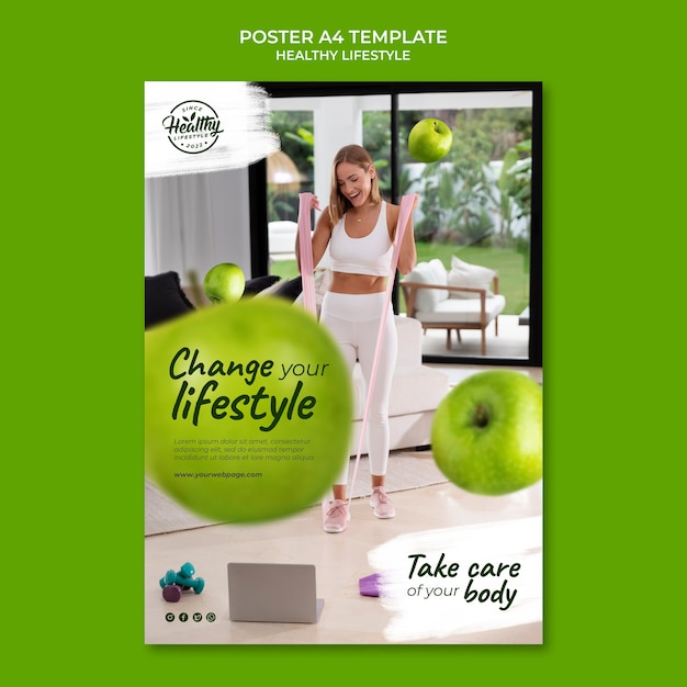 Free PSD healthy lifestyle a4 poster template