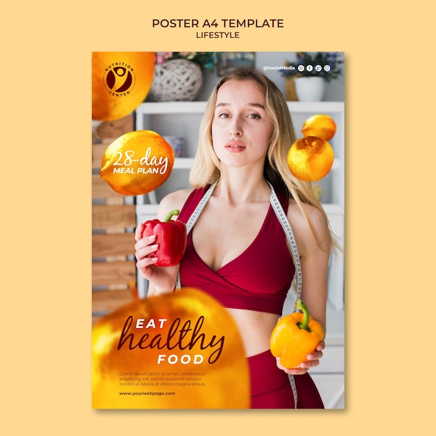 Free PSD healthy lifestyle poster template