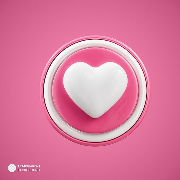 Heart circle button pink icon isolated