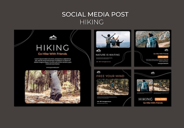 Free PSD hiking ad social media post template