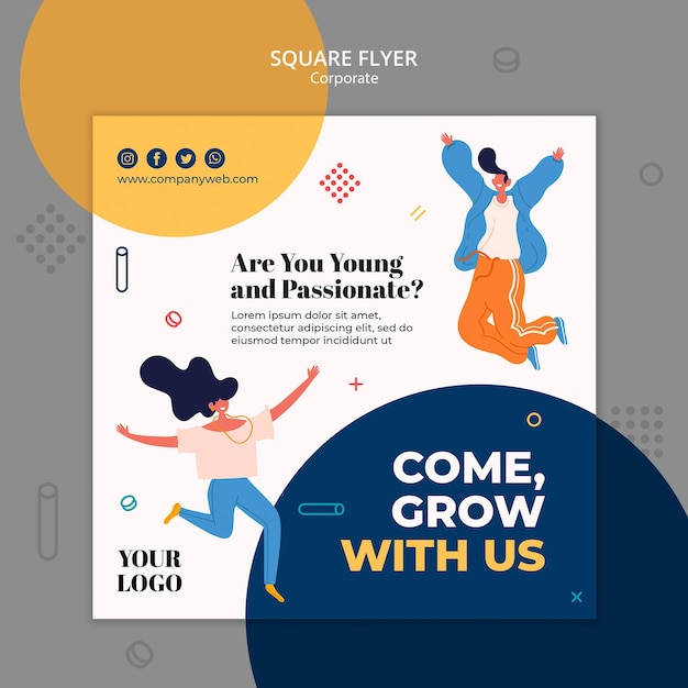 Free PSD hiring announcement template square fllyer