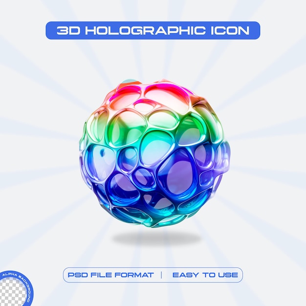 Free PSD holographic glass torus 3d render illustration