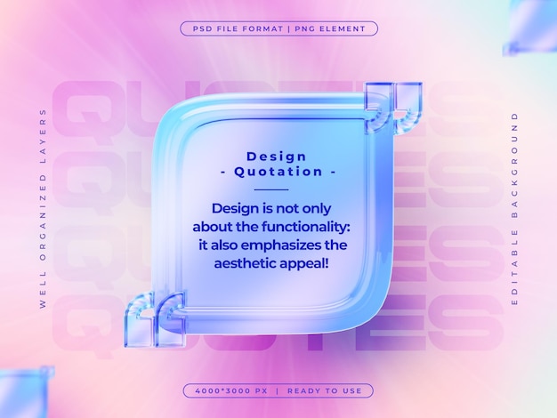 Free PSD holographic quote text social media banner design template