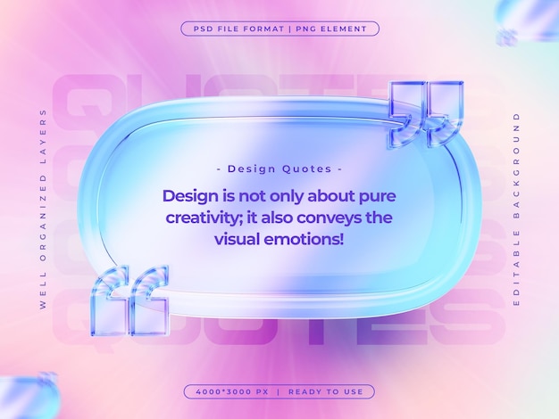 Free PSD holographic quote text social media banner design template