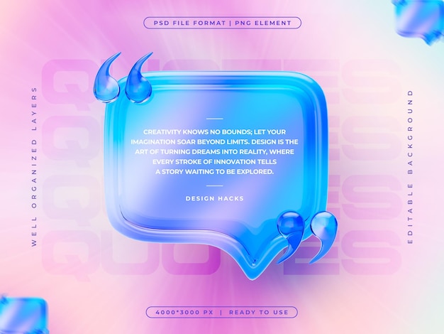 Free PSD holographic quote text social media banner design template