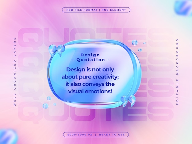 Free PSD holographic quote text social media banner design template