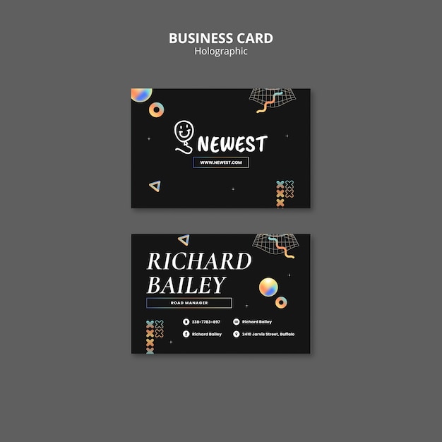 Free PSD holographic shapes  business card template