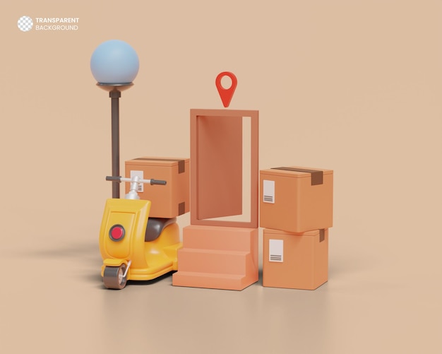 Free PSD home delivery express shipping background 3d render illustration