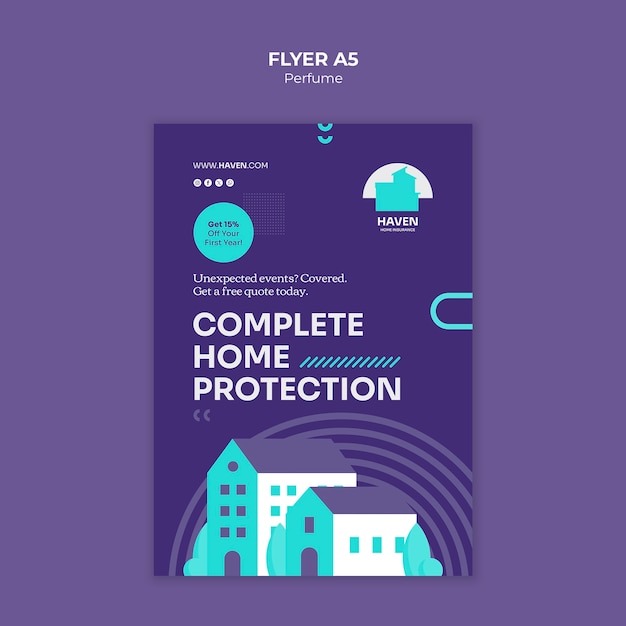 Free PSD home insurance template design