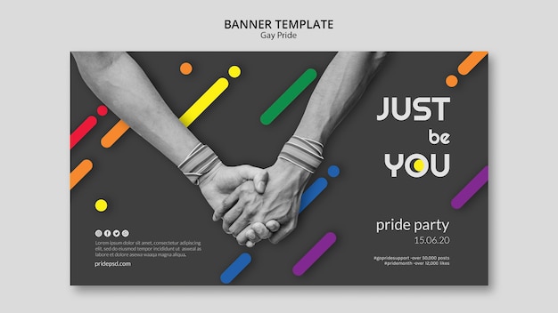 Free PSD horizontal banner for gay pride