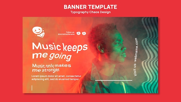 Free PSD horizontal banner for music with man and fog