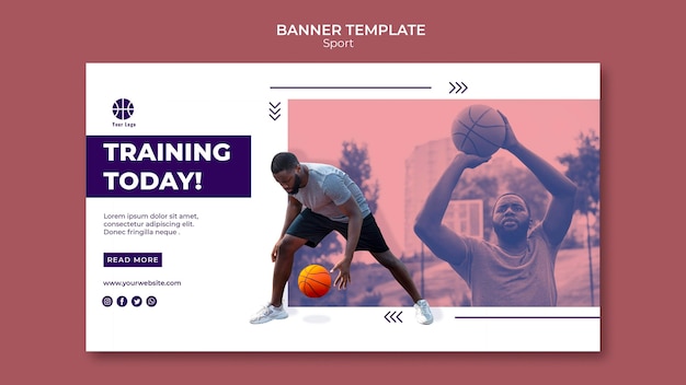 Free PSD horizontal banner for playing basketball