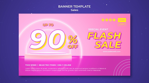 Free PSD horizontal banner for super sale