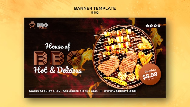 Modello di banner orizzontale per barbecue