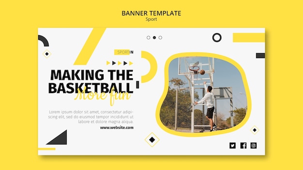 Free PSD horizontal banner template for basketball club