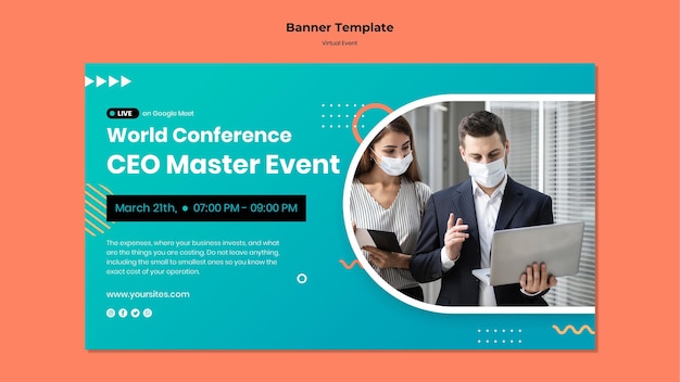 Free PSD horizontal banner template for ceo master event conference