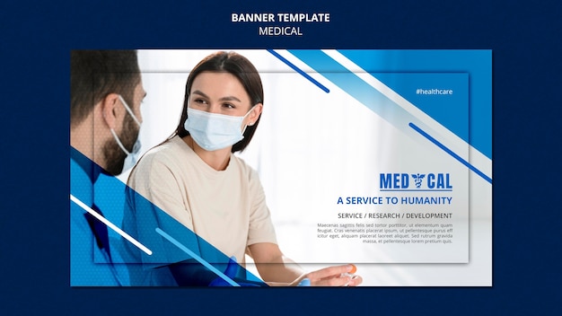 Free PSD horizontal banner template for coronavirus vaccination