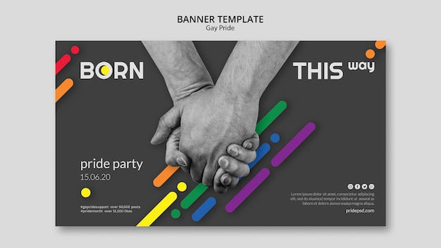 Free PSD horizontal banner template for gay pride