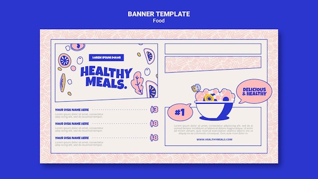 Horizontal banner template for healthy meals