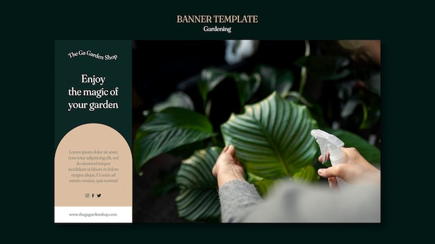 Free PSD horizontal banner template for indoor plant growing