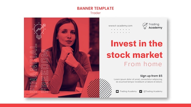 Free PSD horizontal banner template for investment trader occupation