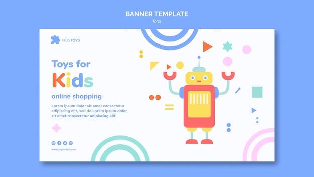 Free PSD horizontal banner template for kids toys online shopping