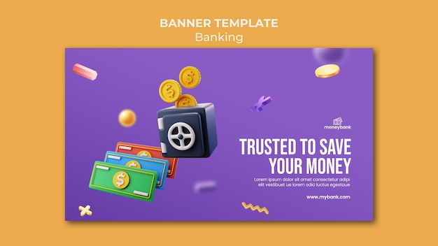 Free PSD horizontal banner template for online banking and finance