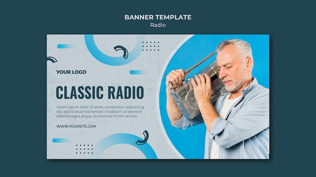 Free PSD horizontal banner template for radio transmission