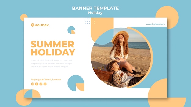 Free PSD horizontal banner template for summer holiday