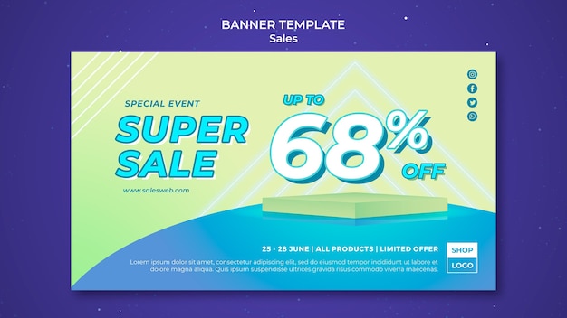 Free PSD horizontal banner template for super sale